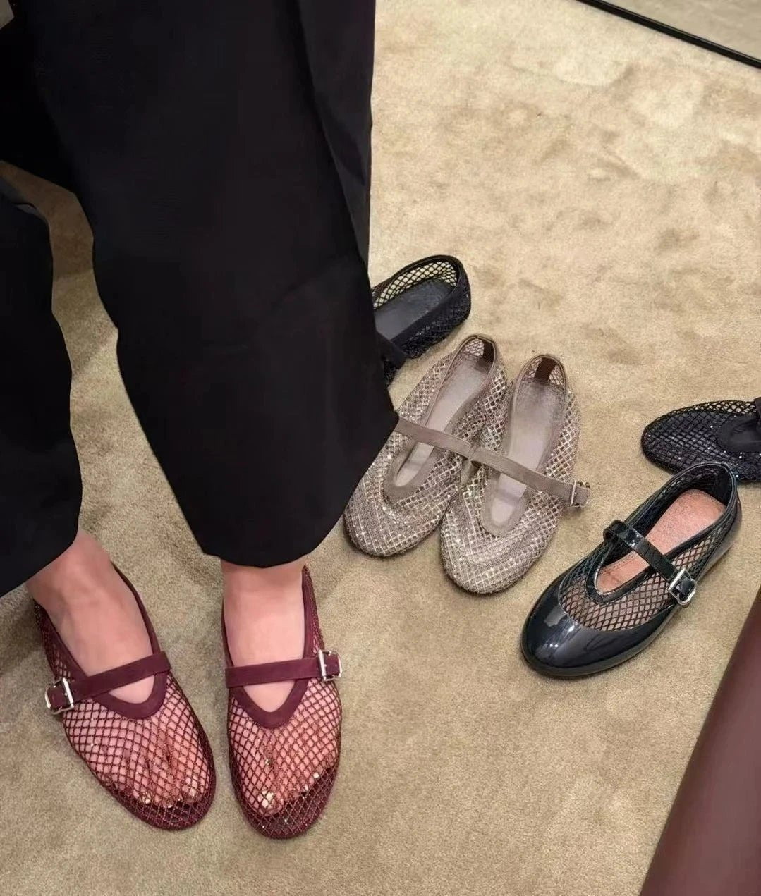 Ballerines en résille ornées de strass Jessica