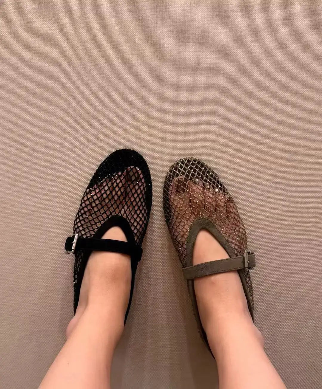 Ballerines en résille ornées de strass Jessica