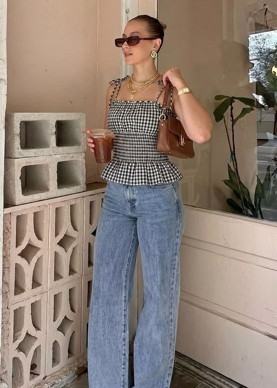 Débardeur à carreaux vintage Jessica