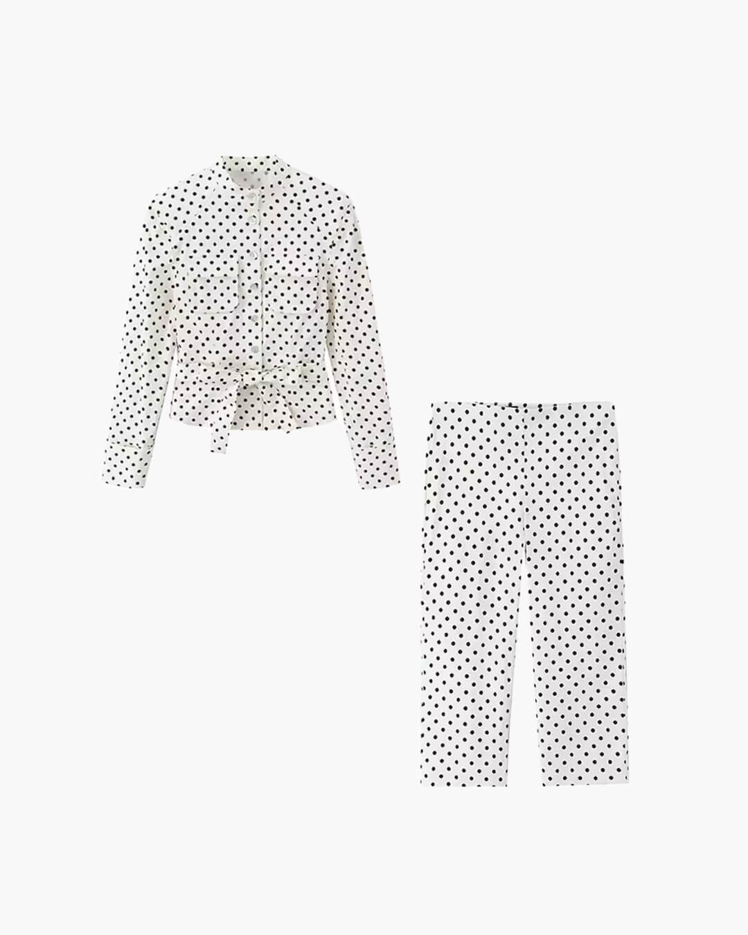 Ensemble pantalon Jia à pois et taille haute