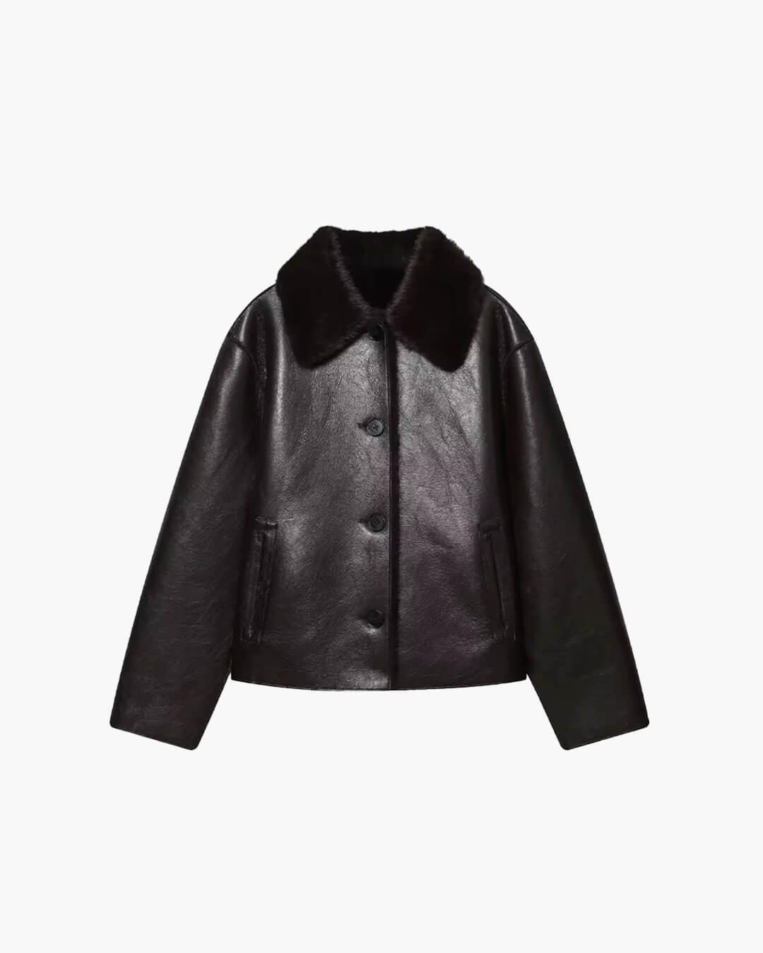 Veste réversible en cuir et fausse fourrure Joana