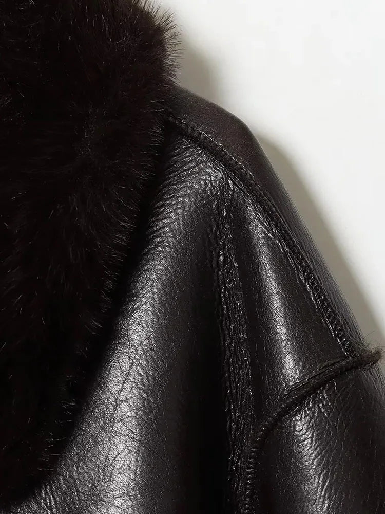 Veste réversible en cuir et fausse fourrure Joana
