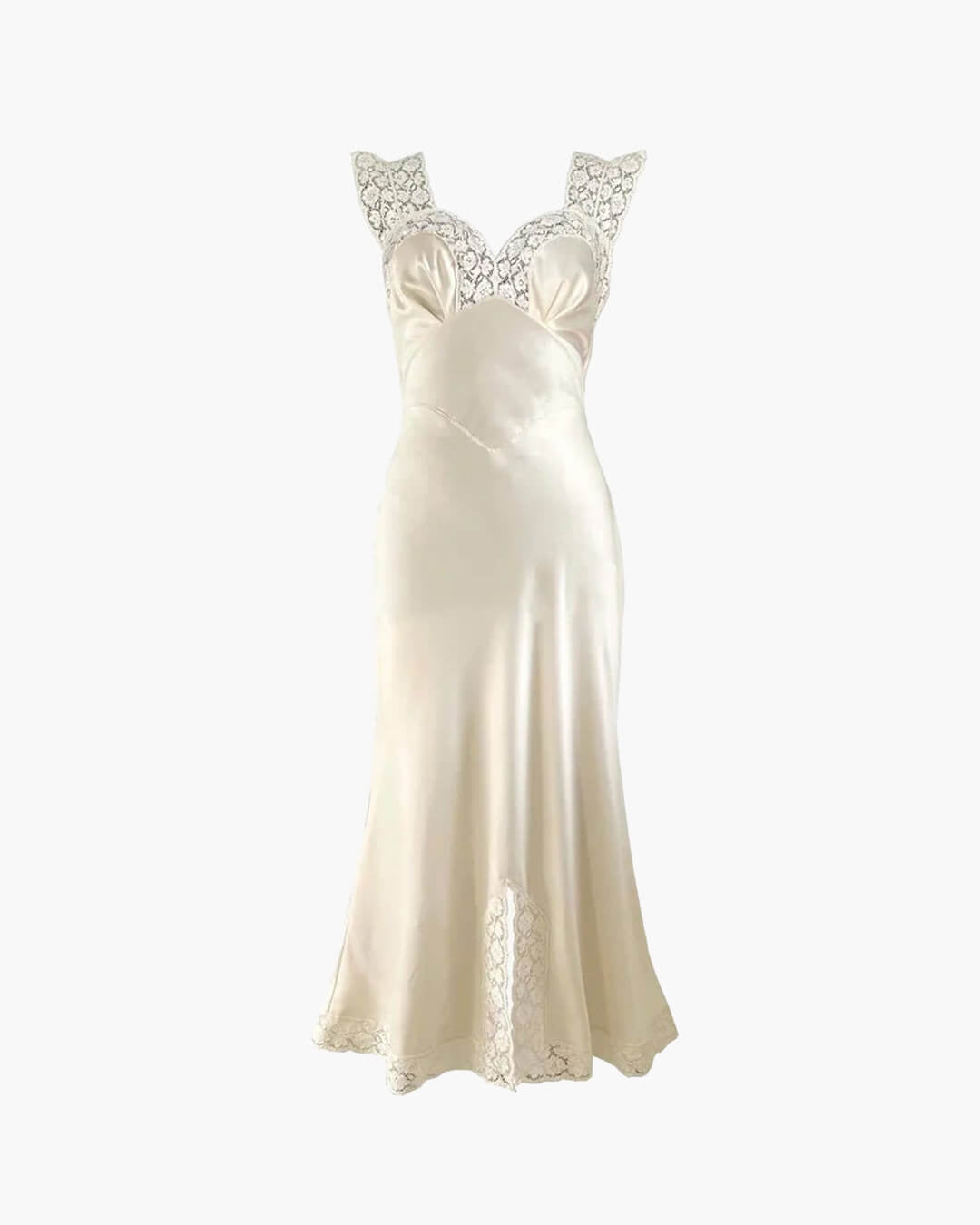Robe longue Joanna en satin et dentelle