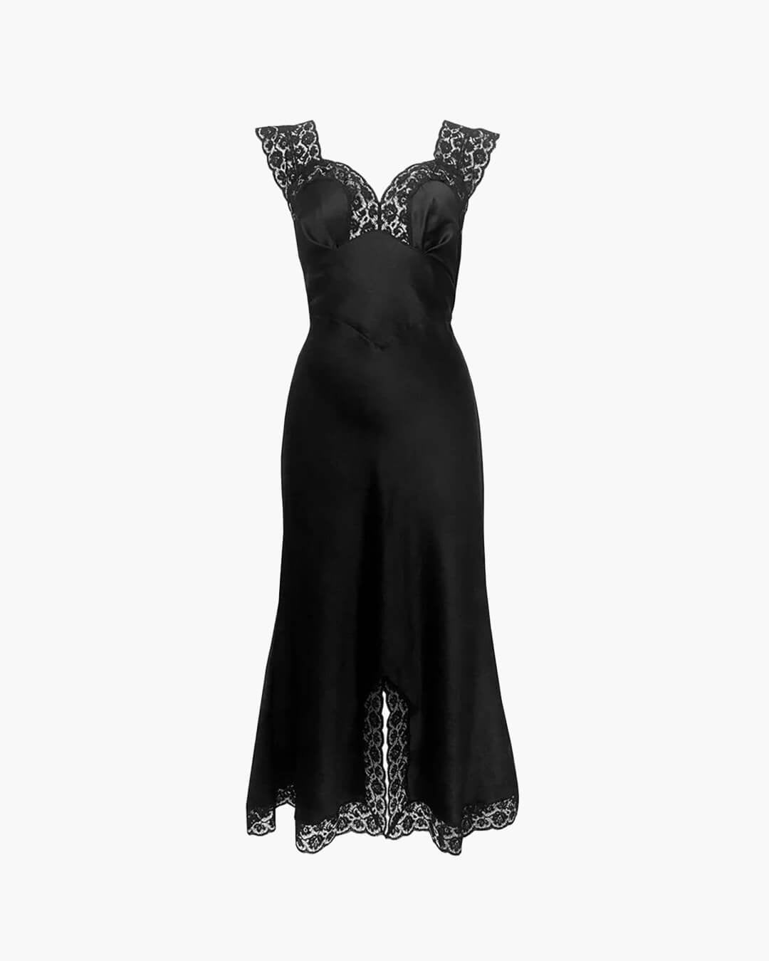 Robe longue Joanna en satin et dentelle