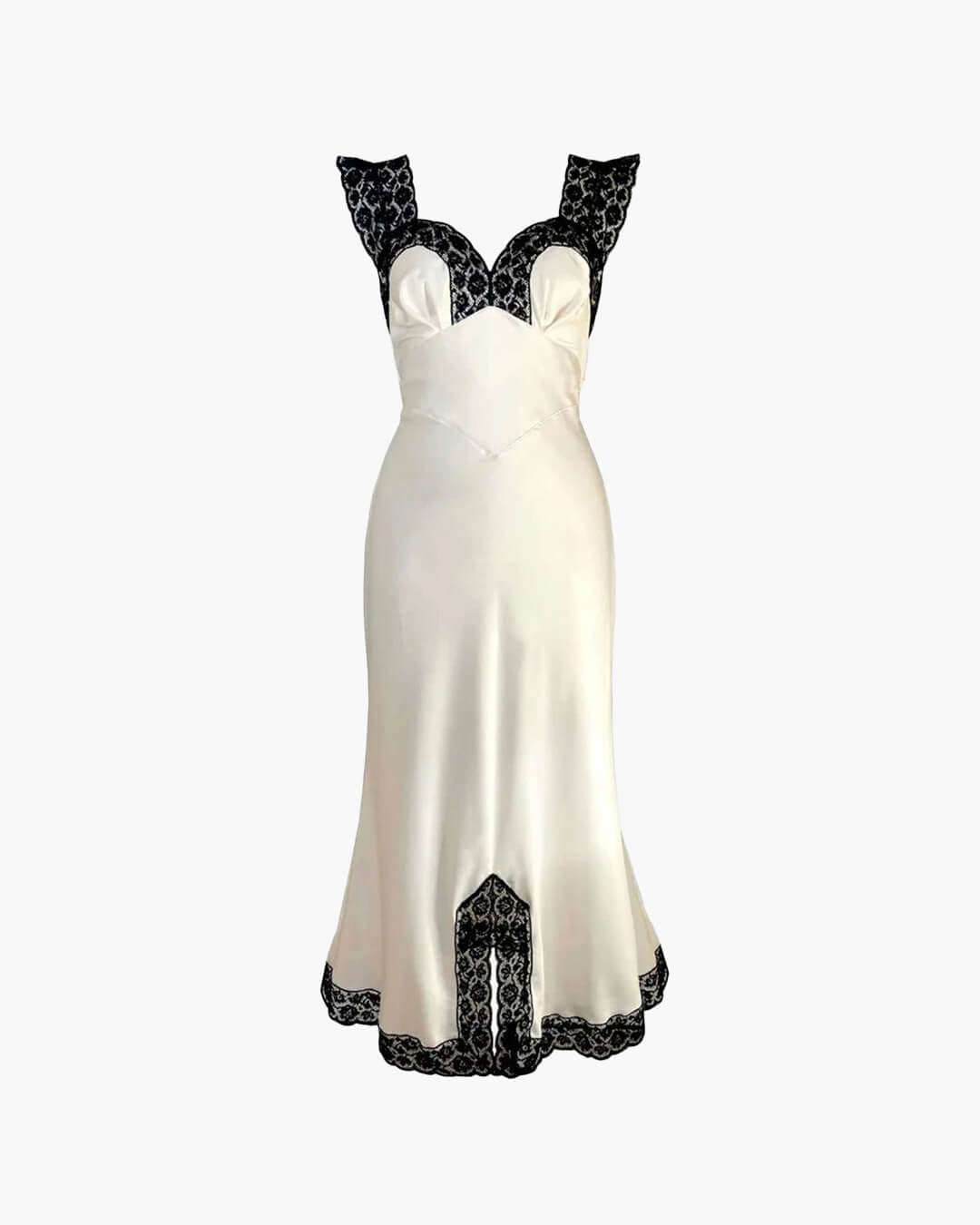 Robe longue Joanna en satin et dentelle