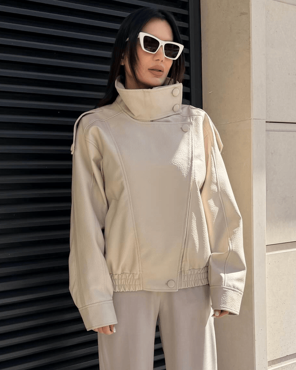Veste Joyce en similicuir à fermeture éclair asymétrique