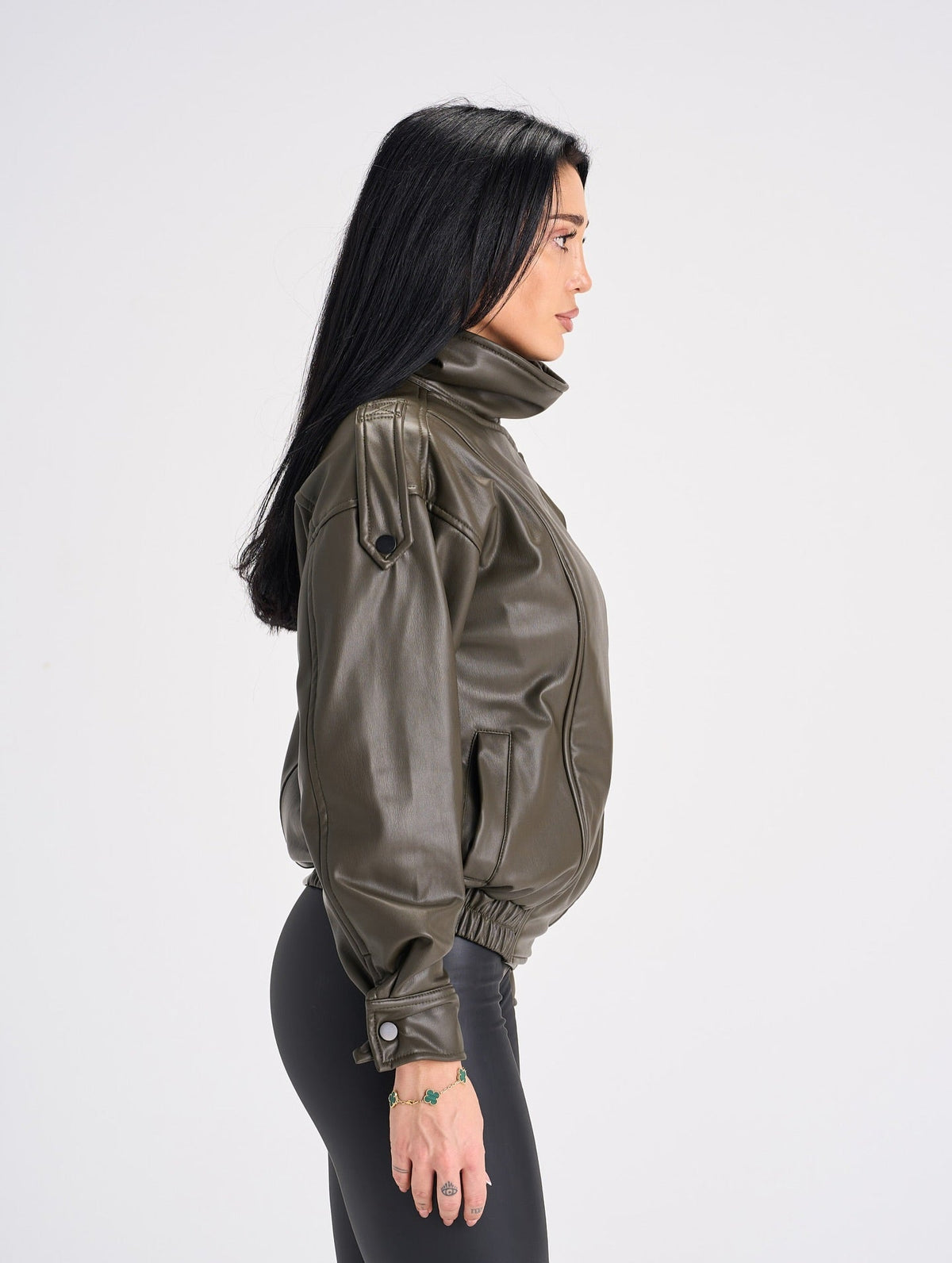 Veste Joyce en similicuir à fermeture éclair asymétrique