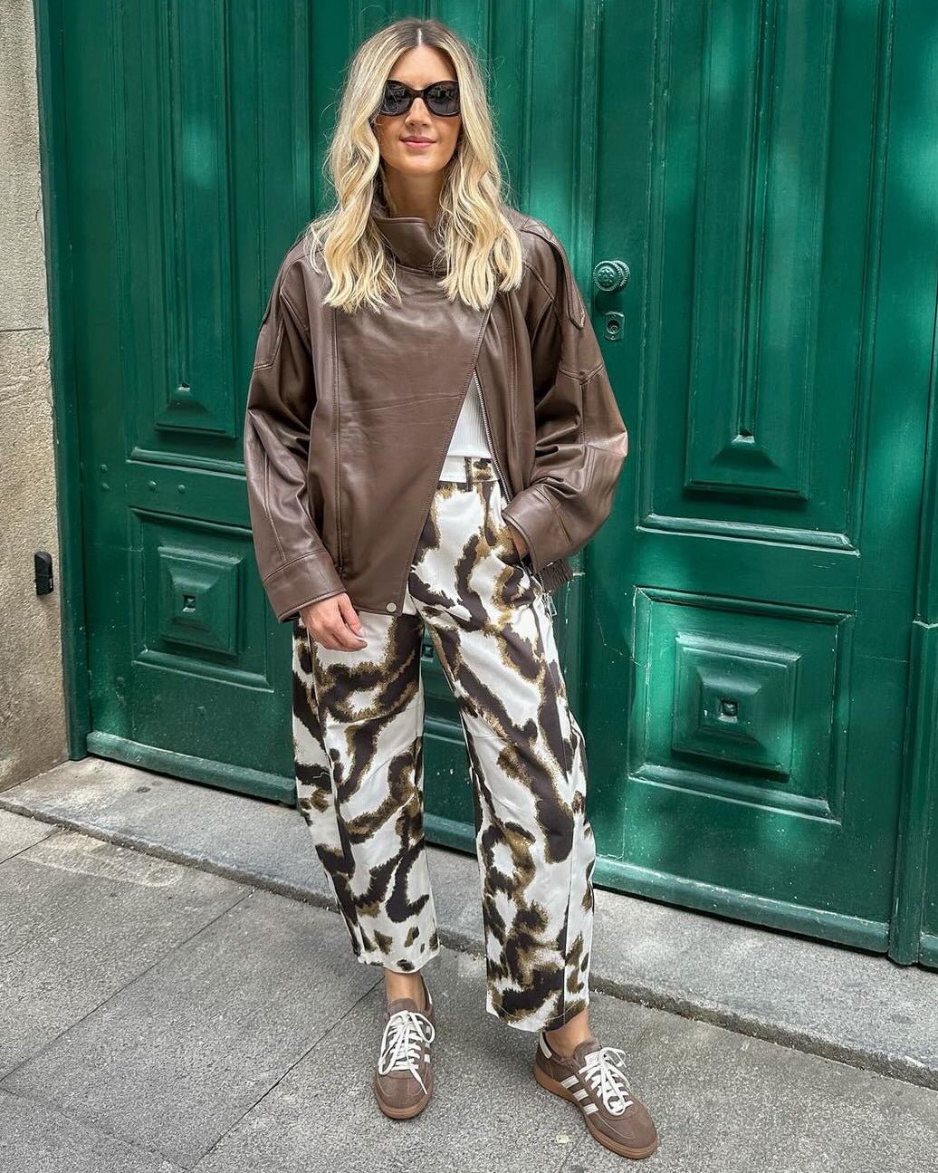 Veste Joyce en similicuir à fermeture éclair asymétrique