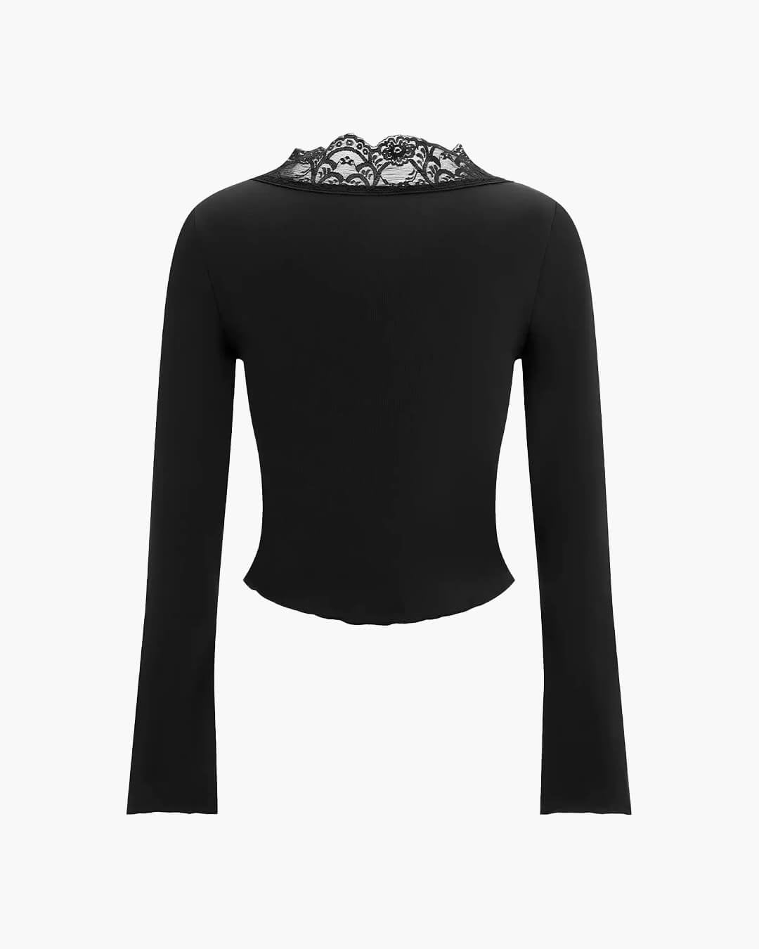 Julia Long Sleeve Lace Trim Blouse