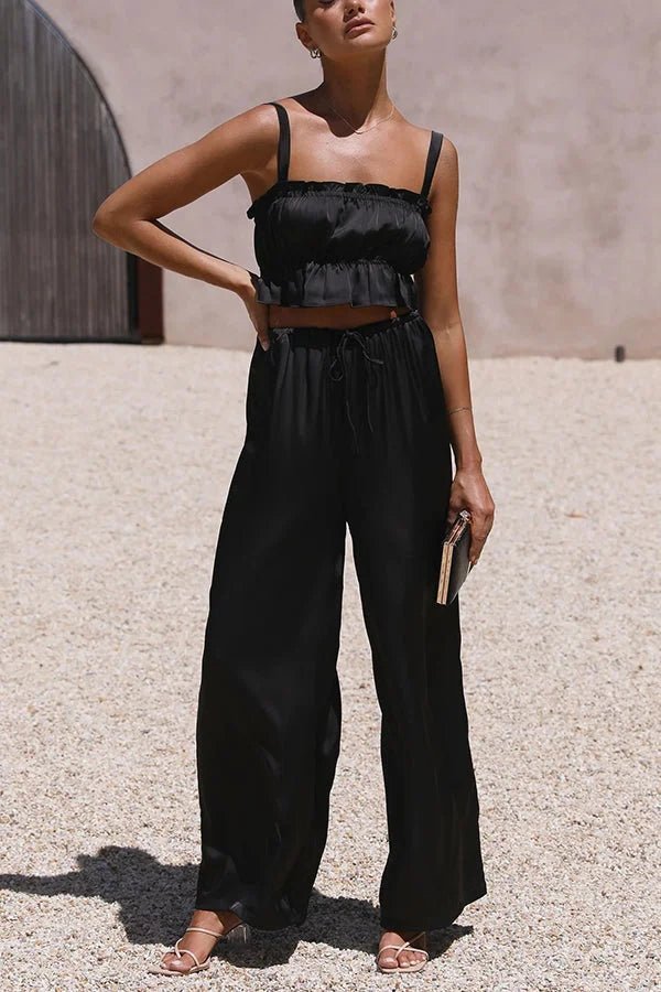 Ensemble Julianne avec haut à volants, taille élastique et pantalon
