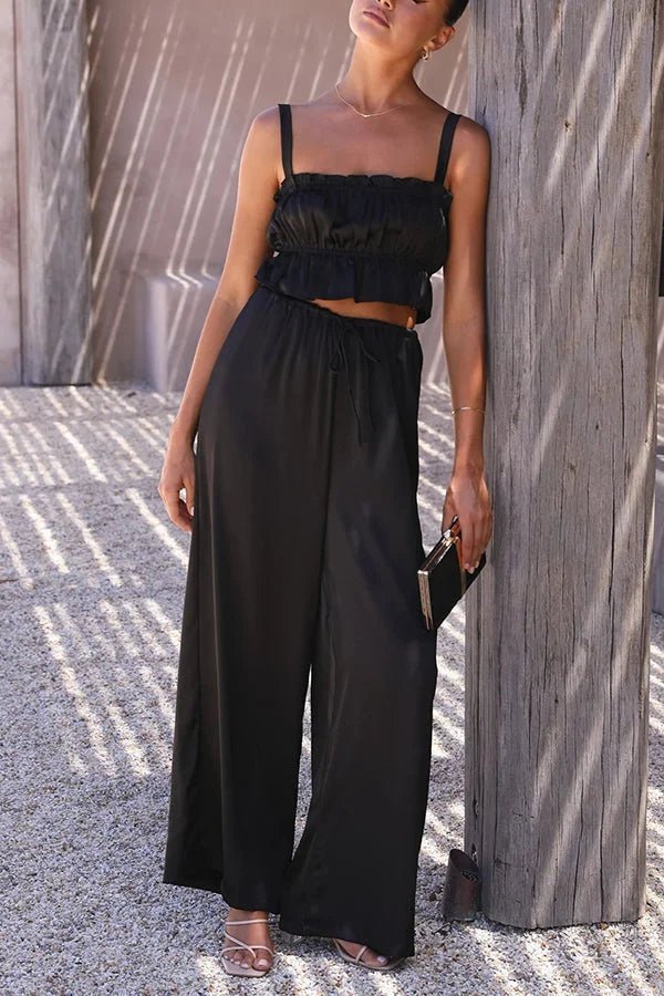 Ensemble Julianne avec haut à volants, taille élastique et pantalon