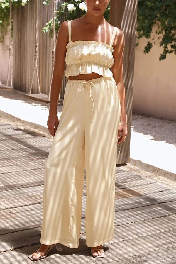 Ensemble Julianne avec haut à volants, taille élastique et pantalon