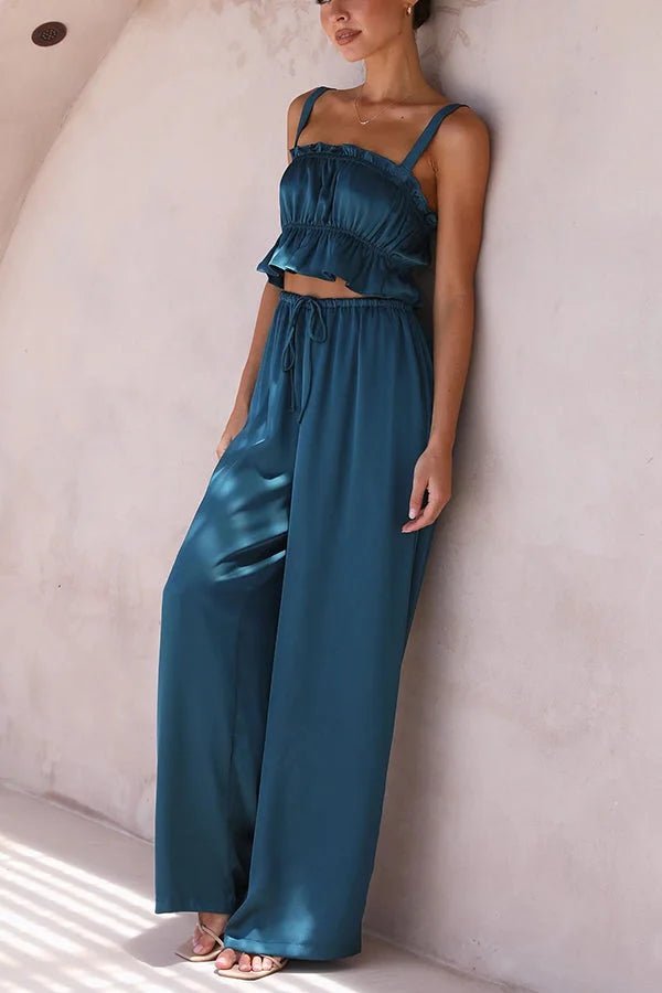 Ensemble Julianne avec haut à volants, taille élastique et pantalon