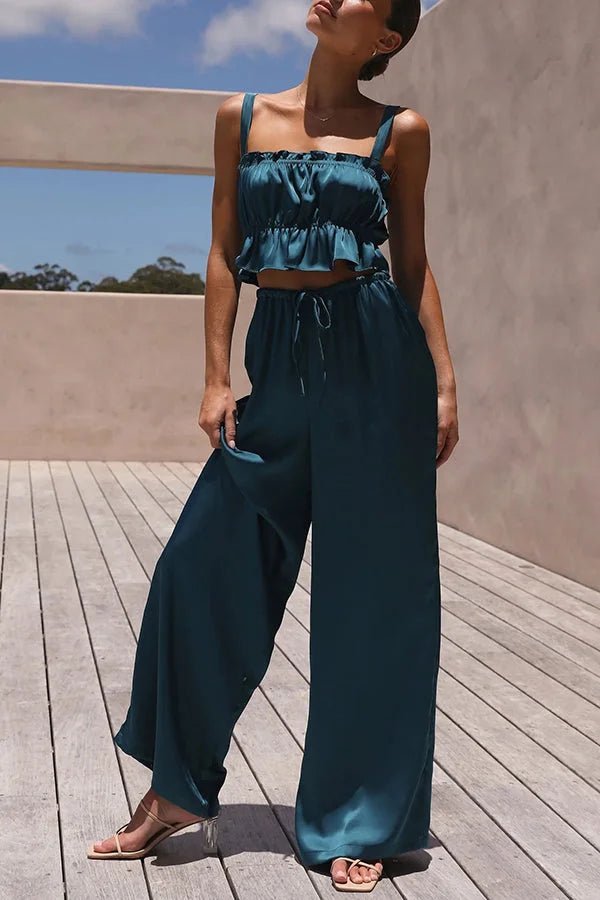 Ensemble Julianne avec haut à volants, taille élastique et pantalon