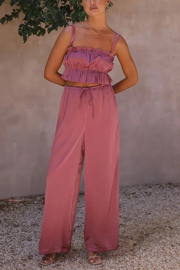 Ensemble Julianne avec haut à volants, taille élastique et pantalon