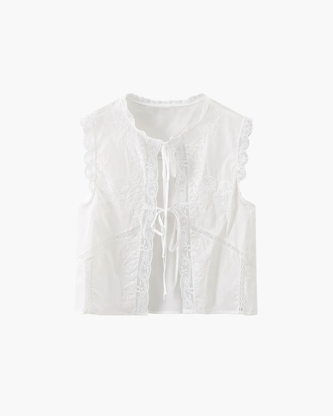 Blouse brodée à bordure en dentelle Juvie
