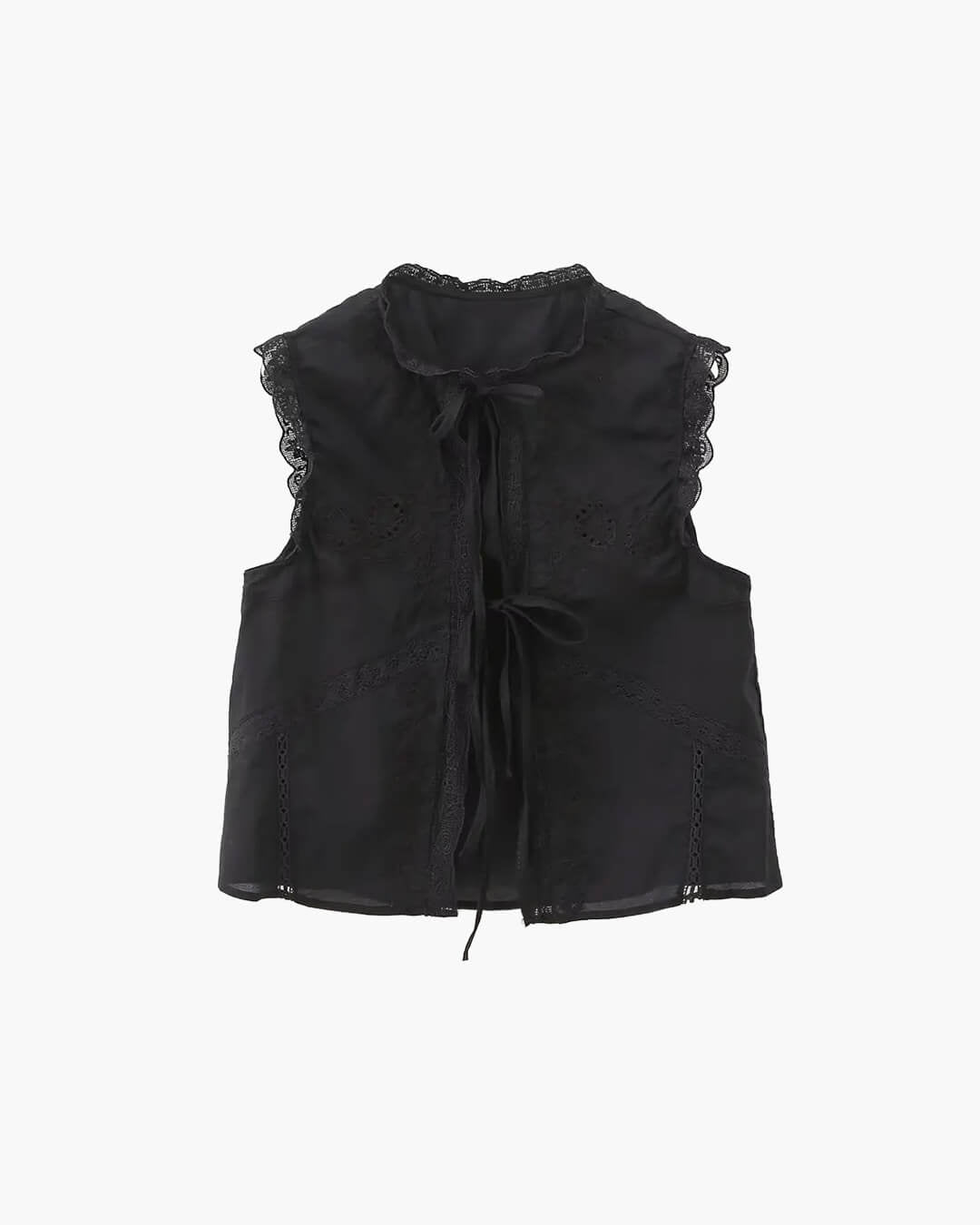 Blouse brodée à bordure en dentelle Juvie