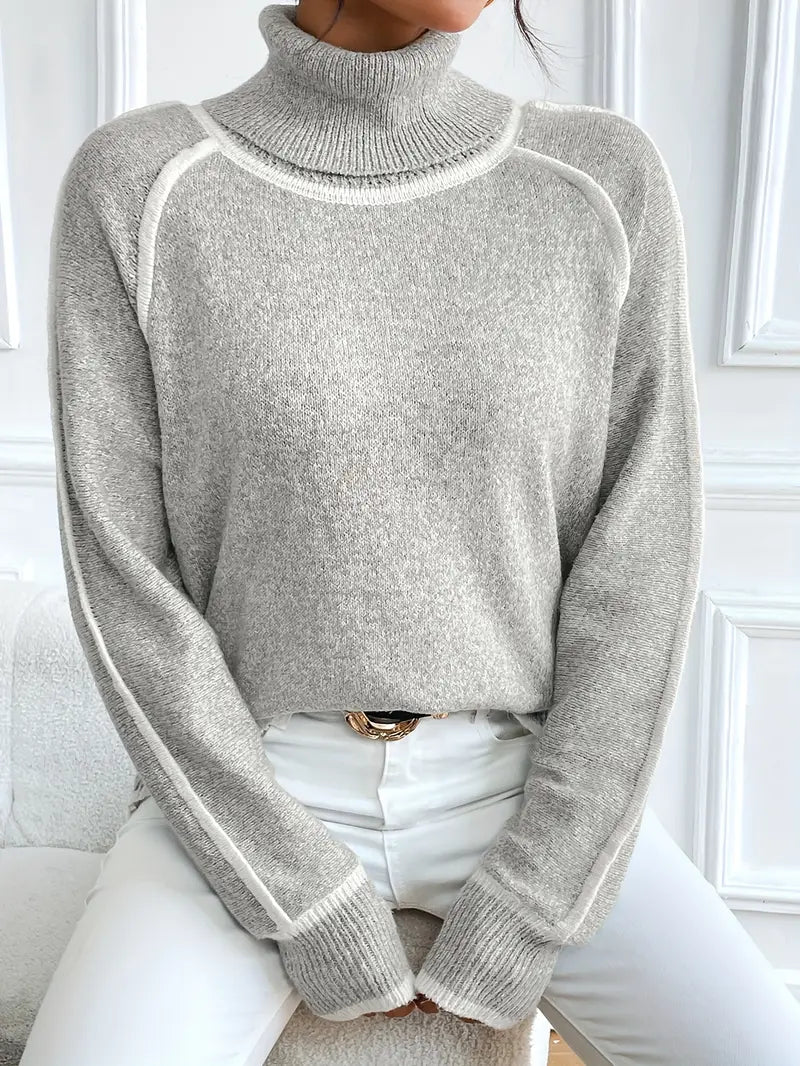 Pull à col roulé contrastant Juvy