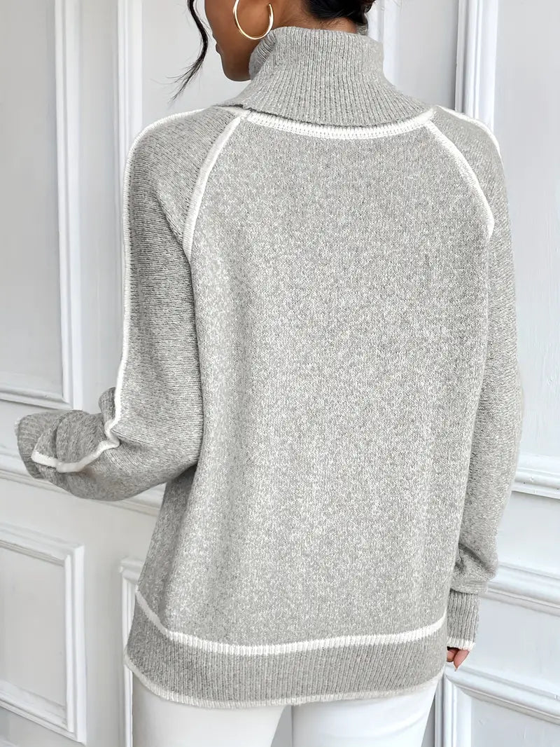 Pull à col roulé contrastant Juvy