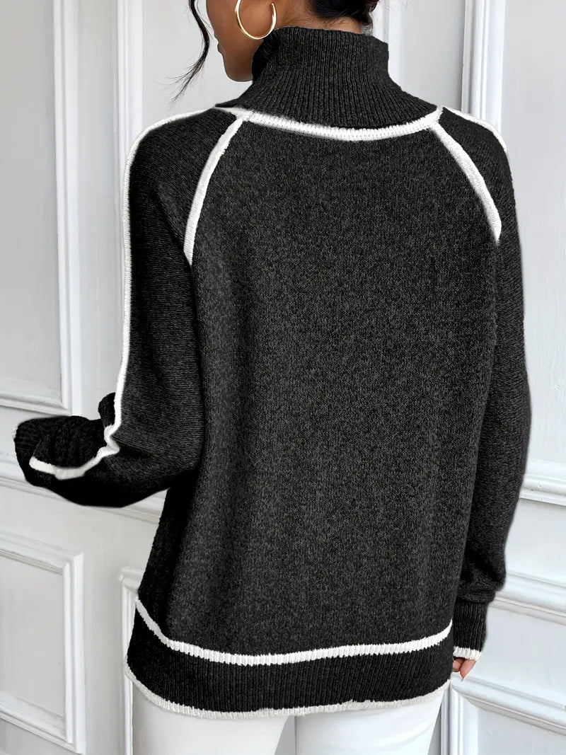 Pull à col roulé contrastant Juvy