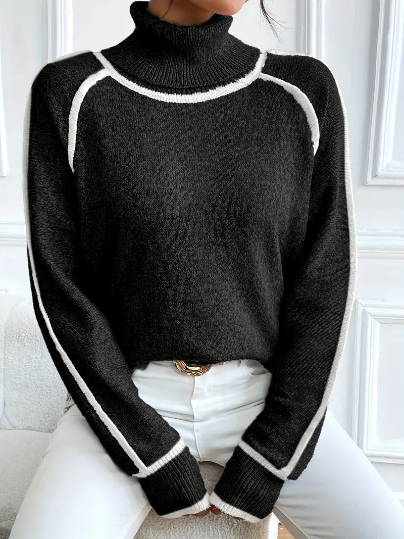 Pull à col roulé contrastant Juvy