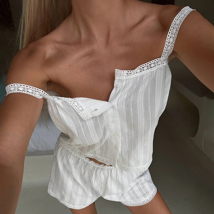 Ensemble pyjama short à bordure en dentelle Kaitlyn