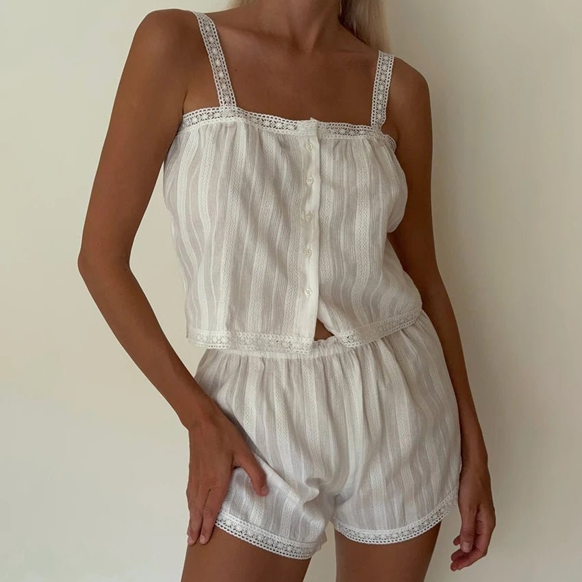 Ensemble pyjama short à bordure en dentelle Kaitlyn
