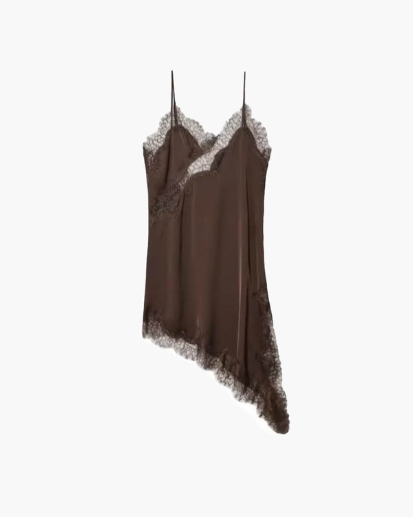 Robe courte asymétrique en satin Kara