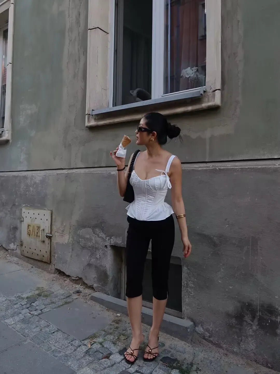 Haut corset à ourlet volanté Karley