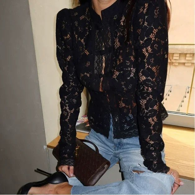 Blouse en dentelle à manches bouffantes Katalina