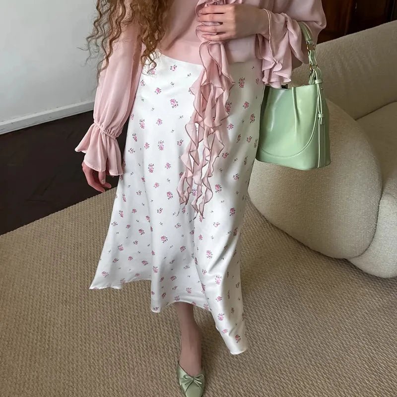 Jupe midi Kate imprimée en satin taille haute