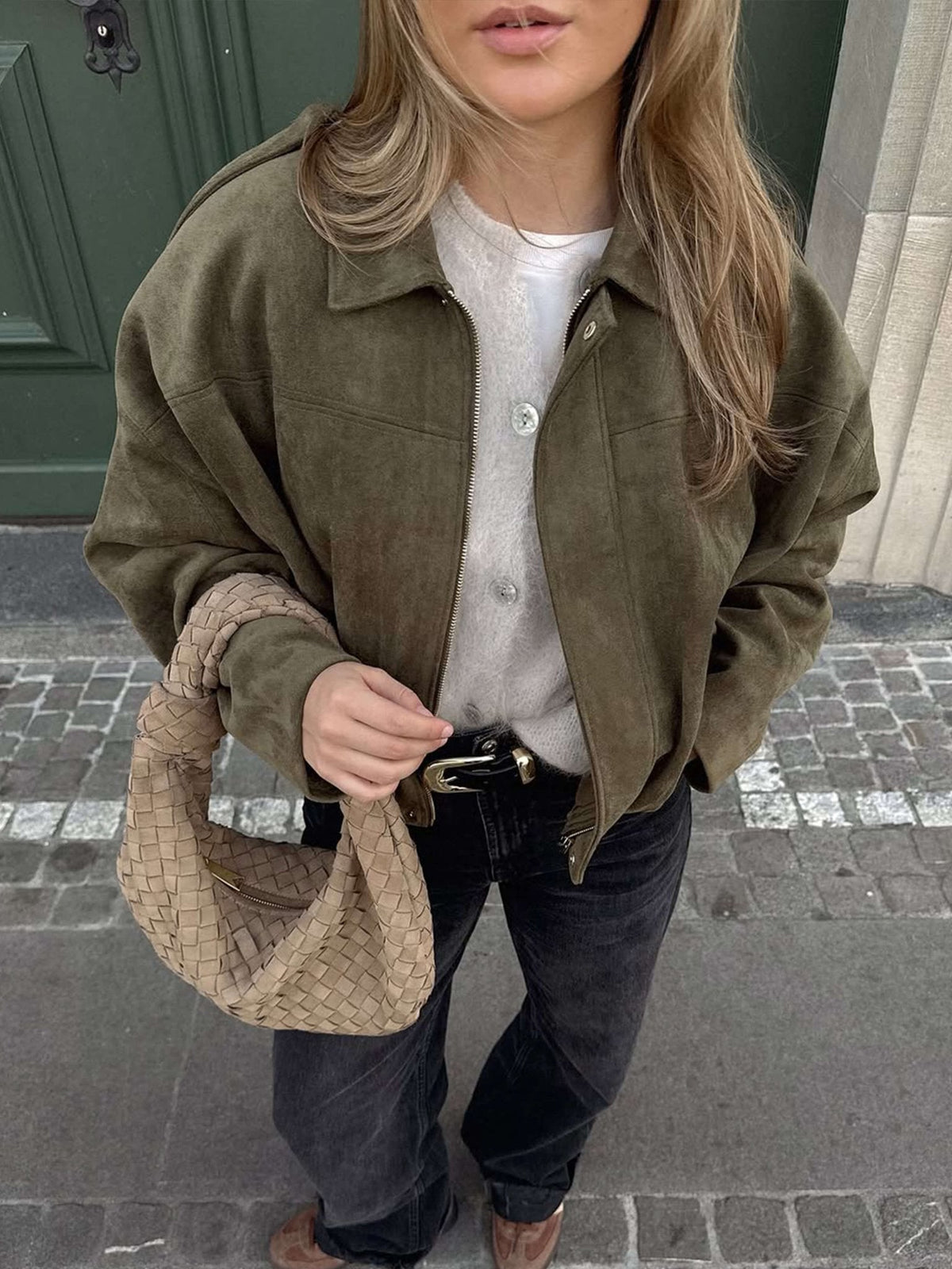 Blouson aviateur en daim Katherine