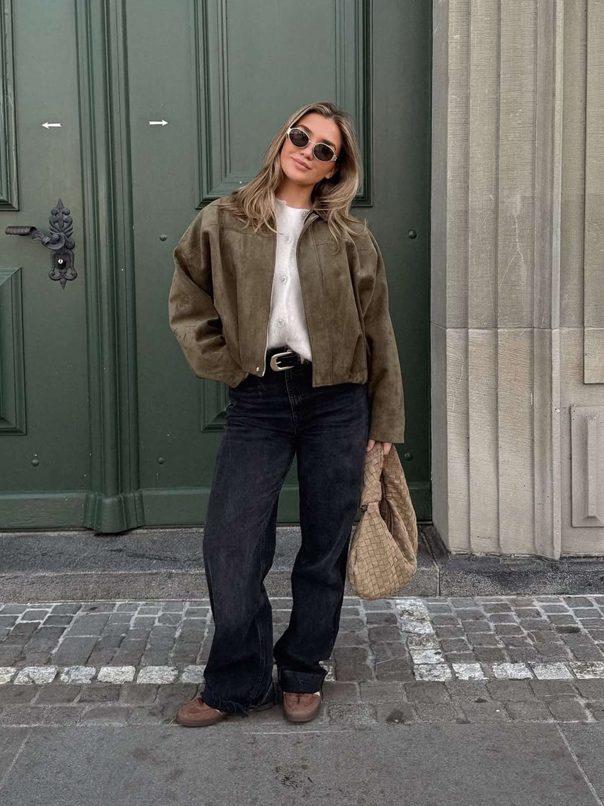 Blouson aviateur en daim Katherine