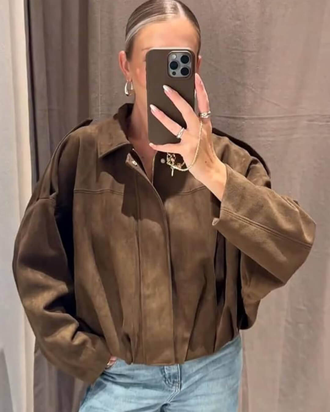Blouson aviateur en daim Katherine