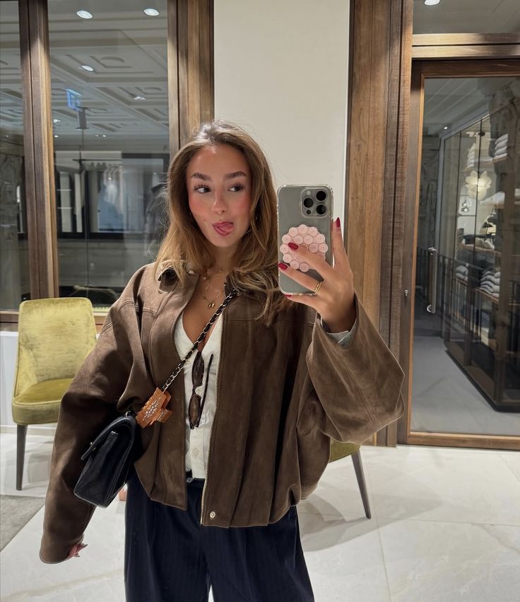Blouson aviateur en daim Katherine
