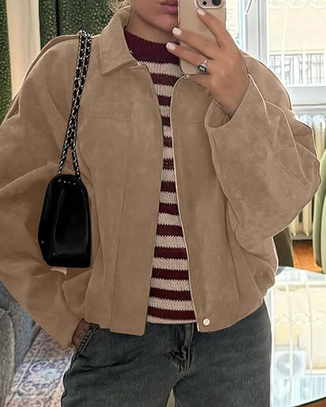 Blouson aviateur en daim Katherine