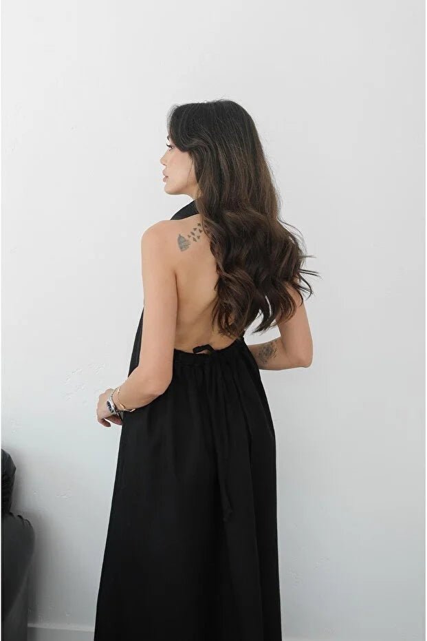 Robe longue élégante Kaya à col dos nu