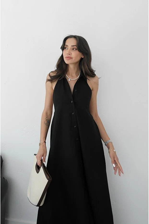 Robe longue élégante Kaya à col dos nu