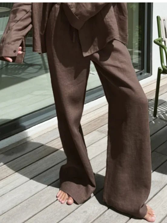 Pantalon Kendall en lin à jambes larges