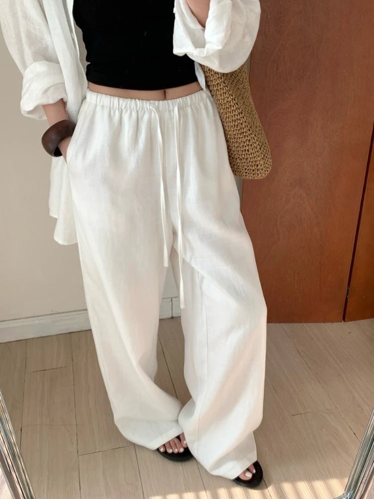 Pantalon Kendall en lin à jambes larges