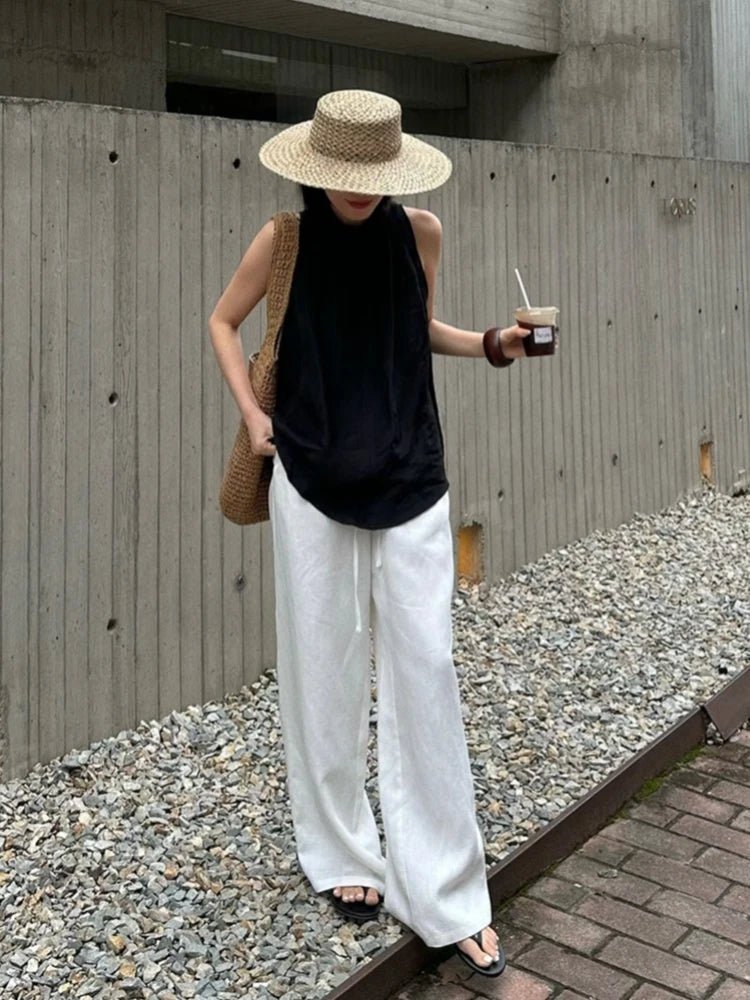 Pantalon Kendall en lin à jambes larges