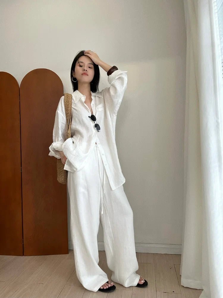 Pantalon Kendall en lin à jambes larges