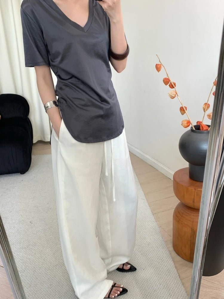 Pantalon Kendall en lin à jambes larges