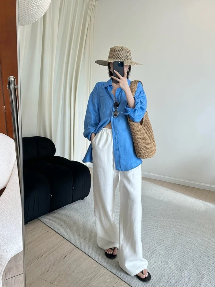 Pantalon Kendall en lin à jambes larges