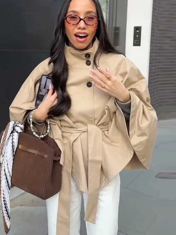 Kimberly Cape-Style Belted Coat