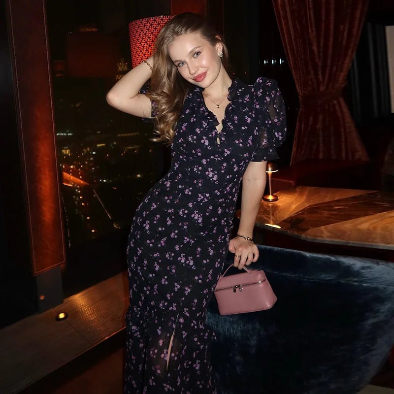 Klea Floral Puff Sleeve Maxi Dress