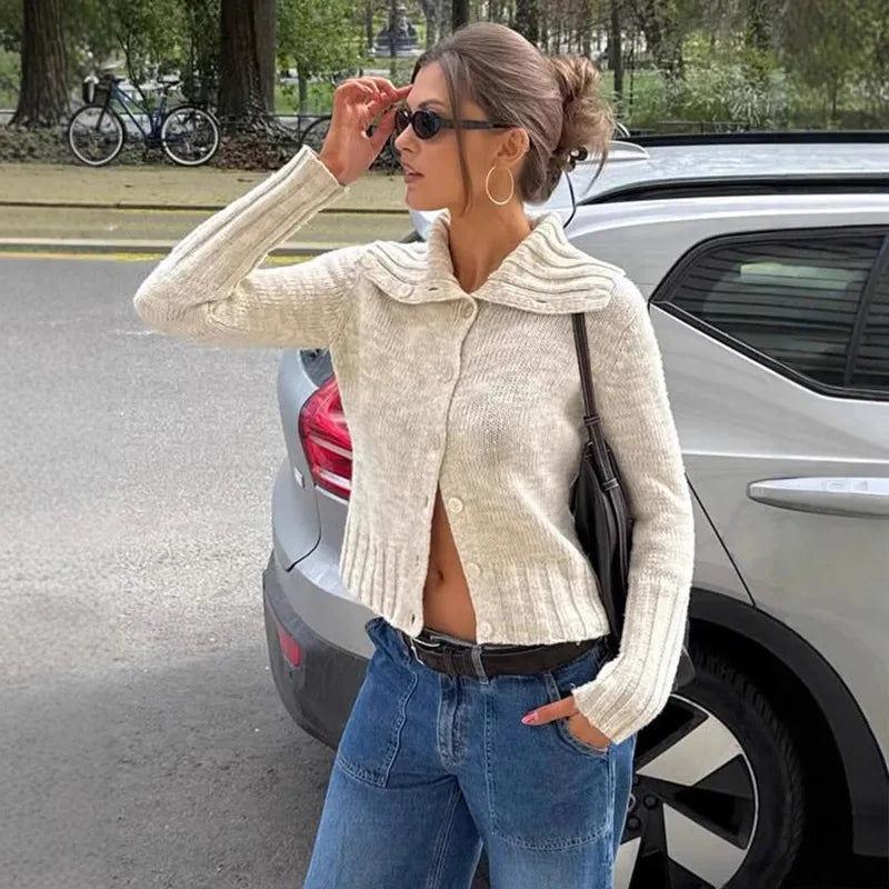 Gilet en maille à col large Hanne