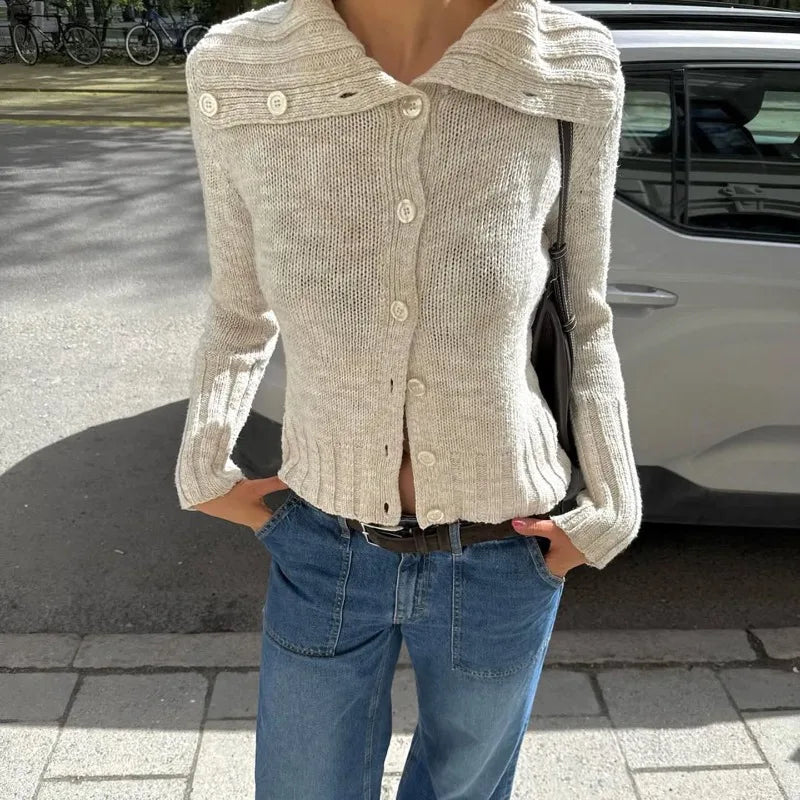 Gilet en maille à col large Hanne