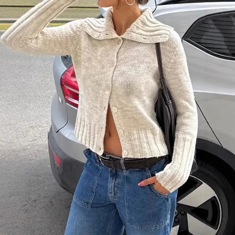 Gilet en maille à col large Hanne