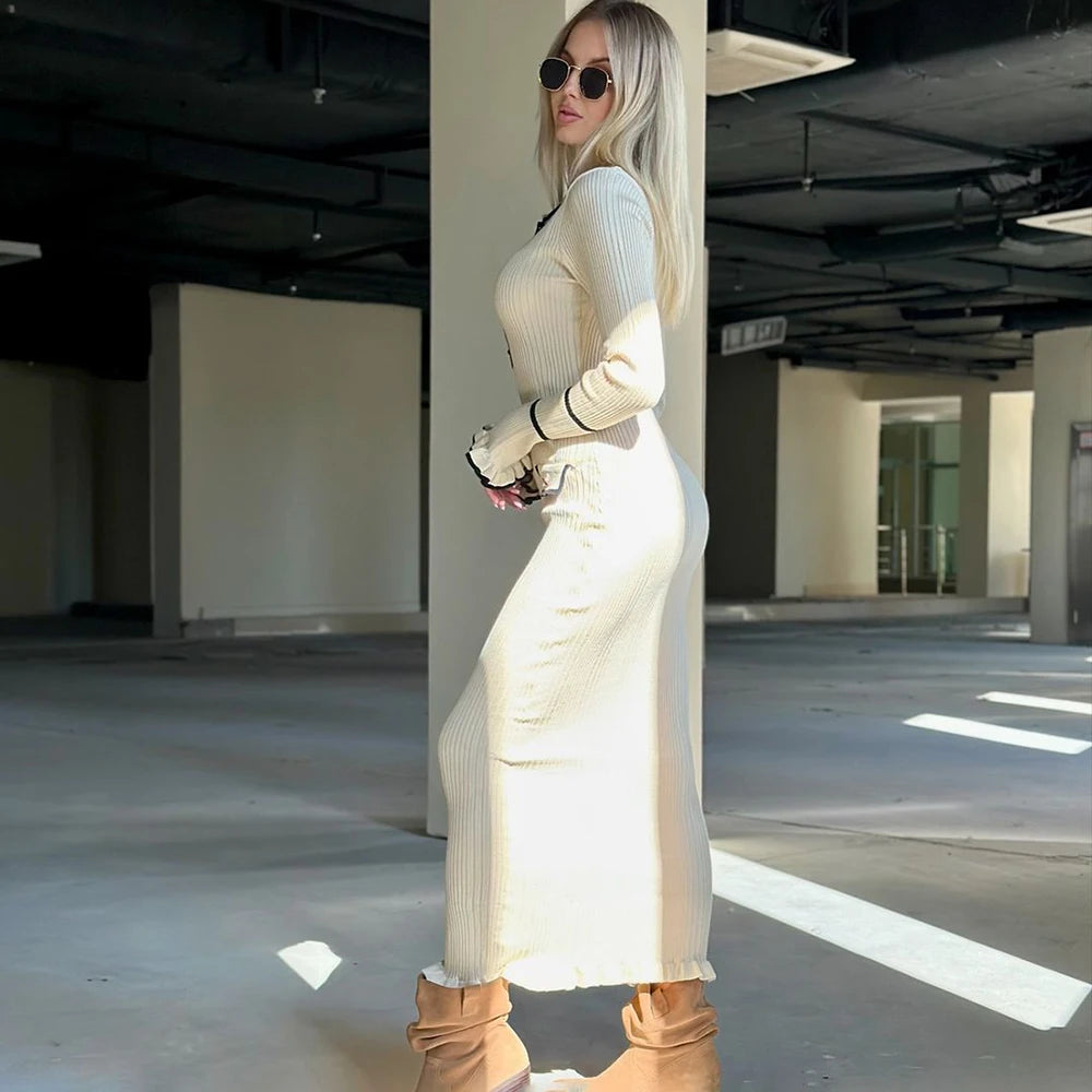 Robe midi en maille à col polo Emmeline